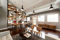Mattson Creative Office SND CYN | Miss Design #interior #loft #bookshelves #workplace #office #design #coworking #workspace
