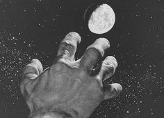 The penultimate level #universe #white #exploration #black #space #stars #reach #vintage #and #hand #planet #moon