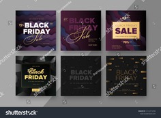 Black Friday modern promotion square web banner for social media mobile apps. Elegant sale and discount promo backgrounds with abstract pattern. Email ad newsletter layouts.