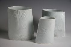 Jill Birschbach : Wood Grain Porcelain Vases #wood #grain
