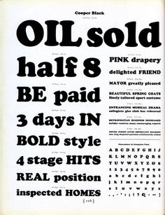 Cooper Black type specimen #type #specimen #typography