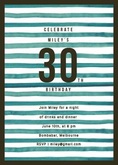Indigo Stripes - Birthday Invitations #paper #print #paperlust #birthday #invitation #birthdayinvitation #birthdayinvitations #weddinginvit