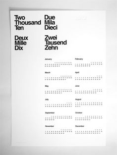 AisleOne — Limited Edition 2010 Letterpress Calendar #limited #white #edition #print #calendar #design #black #poster #and #typography