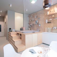 Dubbed AIRBN'P, this tiny 30 square meter apartment in Budapest was designed by Position Collective