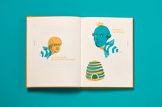 #book #illuminaten #bookbinding #relief #yellow #green #blue #multiply #screenprint #typography #illustration #bee #head #honey