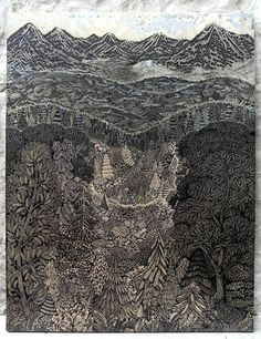 Overlook: A New Woodcut Print from Tugboat Printshop wood prints wood posters and prints illustration forests #woodcut