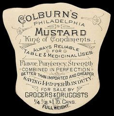 Colburn's Mustard | Sheaff : ephemera #type