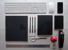 Setting the Scene for a Productive Day :: Tips :: The 99 Percent #keyboard #mouse #design #scissors #grid #notebook