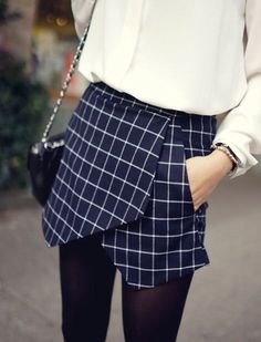 basillico: ☂ #pattern #checkered #skirt #fashion #short
