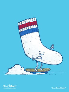 The Lost Sock Skater is making a break for it! #sock #skater #skating #peace #illustration