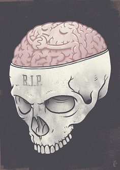 tee design…check it out here: http://thrdl.es/~/3rsd #rip #skeleton #macabre #design #brain #illustration #art #skull #bones