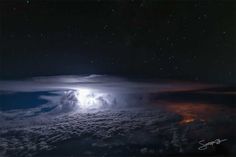 Pilot's Cockpit Photos Show Thunderstorm's Drama at 37,000 Feet Over the Pacific Ocean