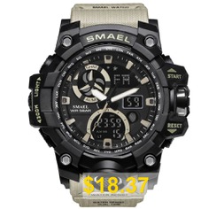 SMAEL #Digital #Backlight #Alarm #Watch #Men #Military #LED #Wristwatches #- #LIGHT #KHAKI