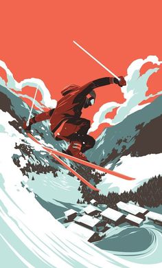 Vector Artwork #vector #ski #snow #jump #art
