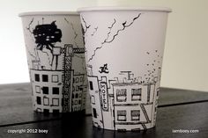 CJWHO ™ (Amazingly Detailed Illustrations Drawn on Foam...) #cups #cheeming #design #foam #illustration #drawn #boey #art #coffee