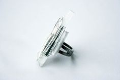 Karanā Parallax #selenite #crystal #pulse #design #segment #jewelry #parallel #ring