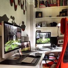 My home office - Working on a Saturday ain't that bad :) #macbook #apple #office #home #imac