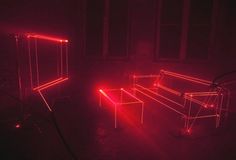 Design with lasers - Jared Erickson | Jared Erickson #red #couch #lasers #lights #design