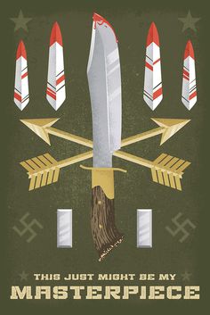 Movie, Poster, Knife, Feather, Illustration, Arrows, Blood, WWII, Texture