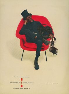 This classic #Saarinen Womb chair advertisement by Herbert Matter ran in the New Yorker for years.