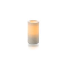 White Round Resin LED Flameless All Weather Outdoor Pillar Candle 15cm x 8cm