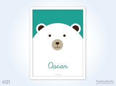 Personalised Baby Print Big Polar Bear by thenicestudio on Etsy #polar #print #illustration #poster #custom #cute #bear #typography
