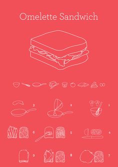 Omelette Sandwich byÂ Yana Segal #infographics