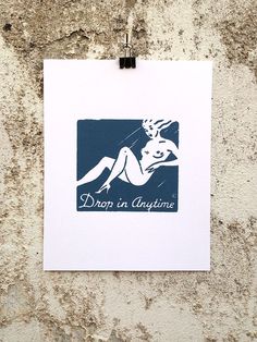Drop In Anytime - 8 x 10 Mini Poster #kitsch #retro #girlie #illustration #vintage #etching #matchbook #art #burlesque