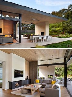 This modern house has been designed to enable indoor/outdoor living with the inclusion of sliding glass doors that open up the living room t