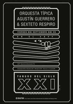 Afiche OTAG en el CAFF #instrument #bandoneon #illustration #century #music #curtain #poster #musician #py #rompo #otag #afiche #ad #tango #max #orchestra #argentina #sign #black #musica #buenos #xxi #aires