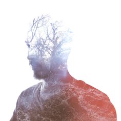 "Self Portrait" by Pierre-Alain D. #red #mind #photo #exposure #portrait #photography #double #purple #roots #branchs #trees