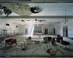Yves Marchand & Romain Meffre Photography - The Ruins of Detroit #broken #sun #shaft #chairs