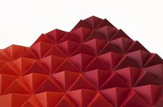 Red Paper Tops, by Cecilia Hedin #mountain #geometry #red #modern #triangle #minimal #gradient #pyramid #paper