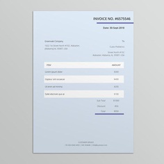 Invoice Template Editable Invoice Blue Invoice Word | Etsy