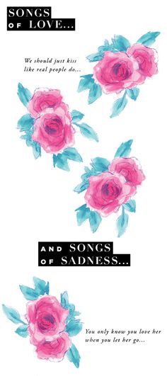 Music and roses #album #flora #painted #floral #roses #quotes #phrase #music #spring #watercolor