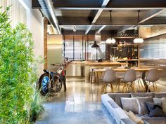 Industrial Loft Space With Fresh Green Decor - #decor, #interior, #homedecor,