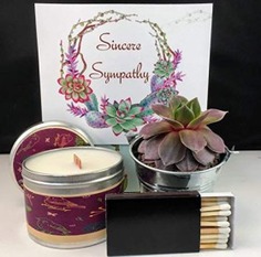 Sincere Sympathy Succulent and Wood Wick Soy Candle Gift Box - candle gift box