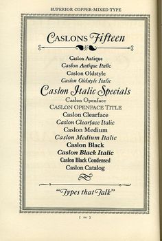 Caslon type specimen. #type #specimen #typography