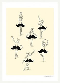 The Ballet of Mustache Print by ilovedoodle on Etsy #illustration #ballet #moustaches