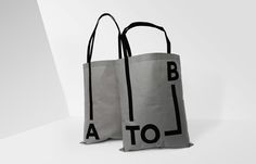 A–TO–B stop shop logo logotype typography design designer minimal beautiful business card print bag grey black yellow mindsparkle mag