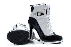 Elevate your style with these sleek Nike Air Jordan XI 11 women's high heels shoes featuring black and white colorways.