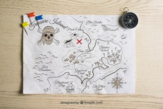Pirate treasure map concept Free Psd. See more inspiration related to Mockup, Vintage, Travel, Paper, Map, Retro, World map, World, Mock up, Drawing, Compass, Adventure, Pirate, Decorative, Tourism, Vacation, Trip, Holidays, Sailor, Treasure, Story, Journey, Up, Vintage paper, Pirates, Concept, Traveling, Treasure map, Vintage retro, Traveler, Captain, Explore, Caribbean, Worldwide, Composition, Mock and Touristic on Freepik.
