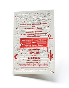 This #Letterpress #wedding #invitation is a perfect example of how to match together many details and does not obscure the essence – an im