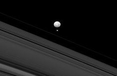 Saturn's Pandora Flirts with 'Death Star' Moon : Discovery News #rings #universe #white #saturn #nasa #fi #sci #black #space #pandora #photography #and #science #moon
