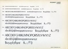 Type specimen of Peignot, designed by A. M. Cassandre in 1937/ #typography