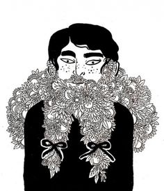 design work life » Etsy Finds: Brittany Burton Prints #ink #beard #tie #illustration #bow #drawing #flowers #freckles