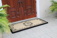 Create your own style with this decorative Border Coco Fiber Door Mat. Durable and beautiful, this mat keeps shoes clean to protect your floors from mud, dirt and grime. It is flexible, robust and durable. This mat provides exceptional brushing action on footwear with excellent water absorption. Specification - Monogrammed Double Doormat with (O-Letter). Product Dimensions - *36" x 72" x 1.5"
