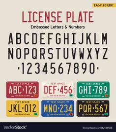 3d license plate font and license plate set Vector Image