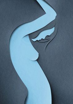 Naked on Behance #illusion #woman #nude #blue #paper