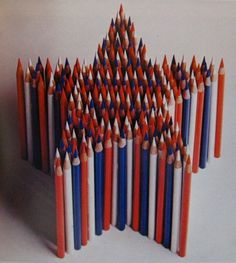 SO MUCH PILEUP #red #white #star #and #blue #pencils